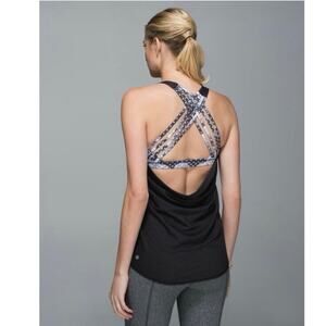 Lululemon Wild Tank Top Black / Dottie Dream Rose Neutral Blush Black Sports Bra